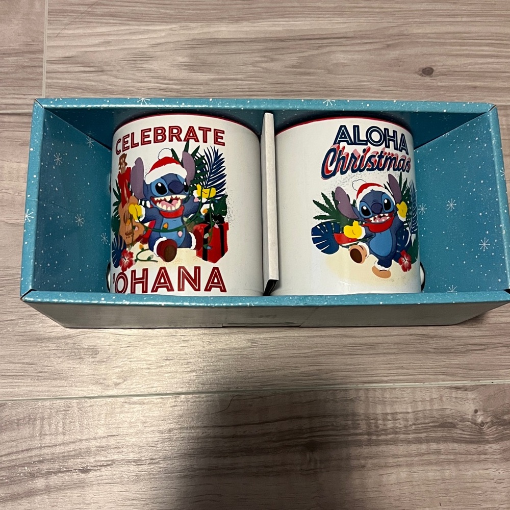 Disney Aloha Christmas Mug Set - Red and Blue